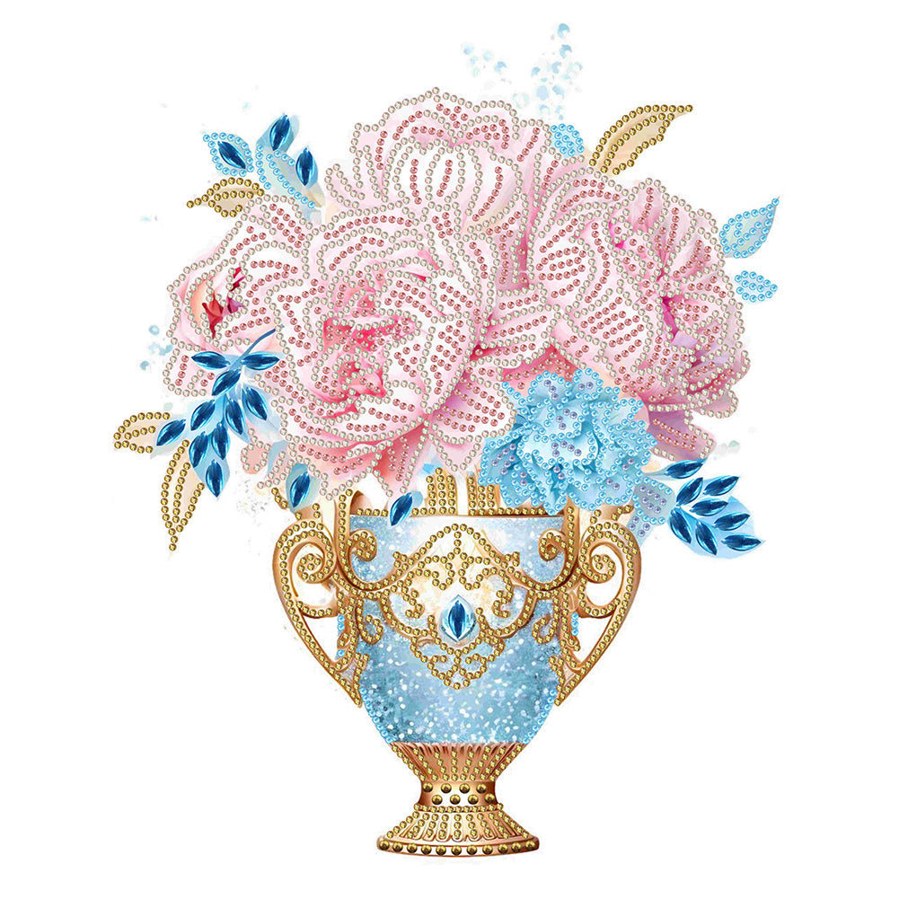 Diamond Painting - Partial Special Shaped - Pink blue vase (30*40CM)