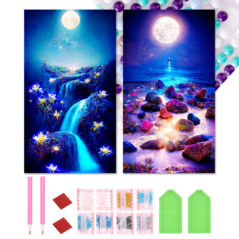 2pcs Diamond Painting Set - late night moonscape (40*70CM)