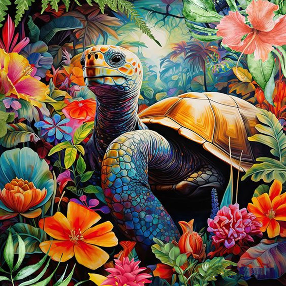 Diamond Painting - Full Round - tortoise and flower (30*30CM)
