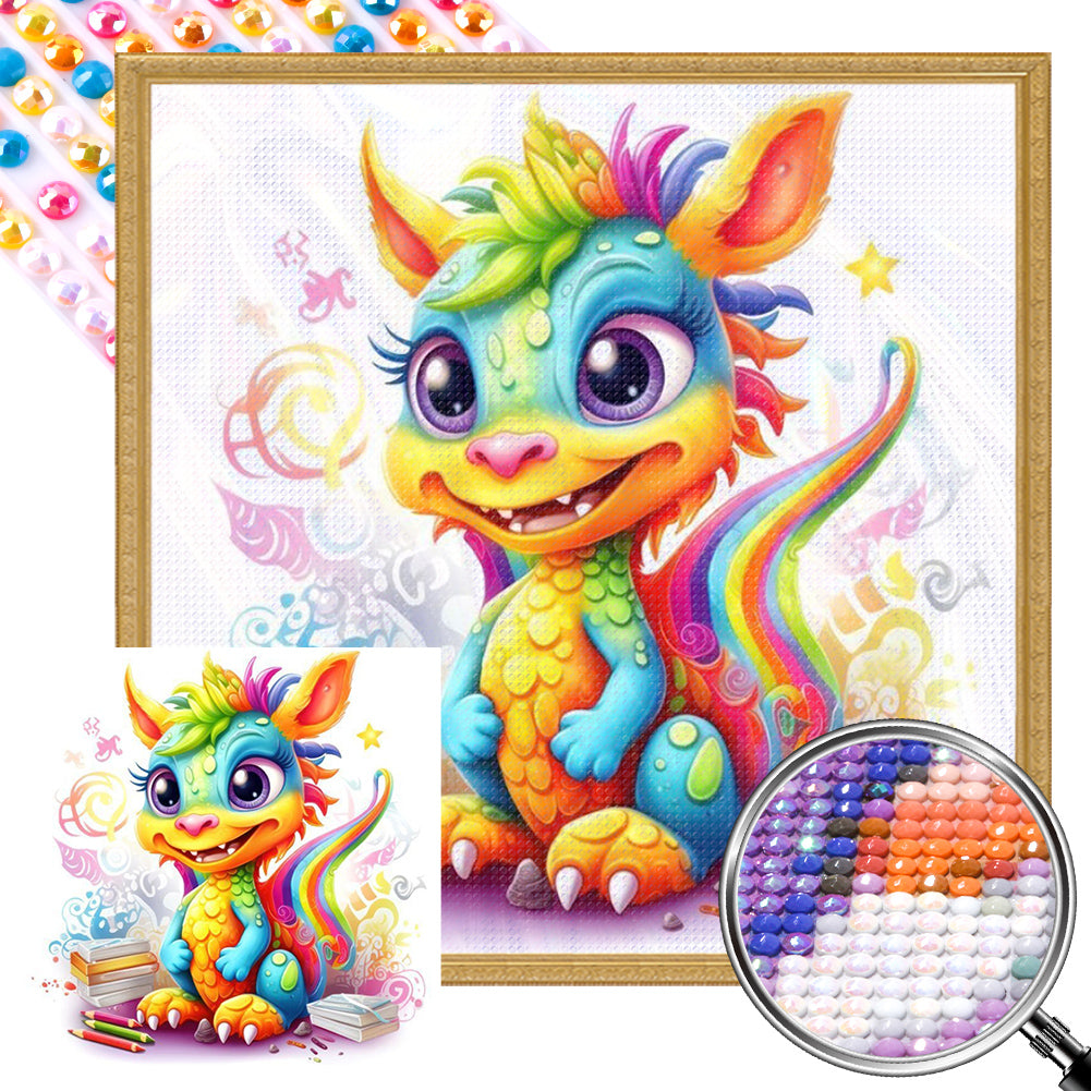 AB Diamond Painting - Full Round - Colorful little dinosaur (40*40CM)