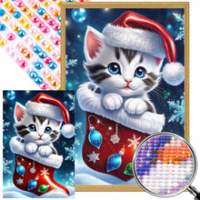 Load image into Gallery viewer, AB Diamond Painting - Full Round - Christmas stocking cat (40*60CM)
