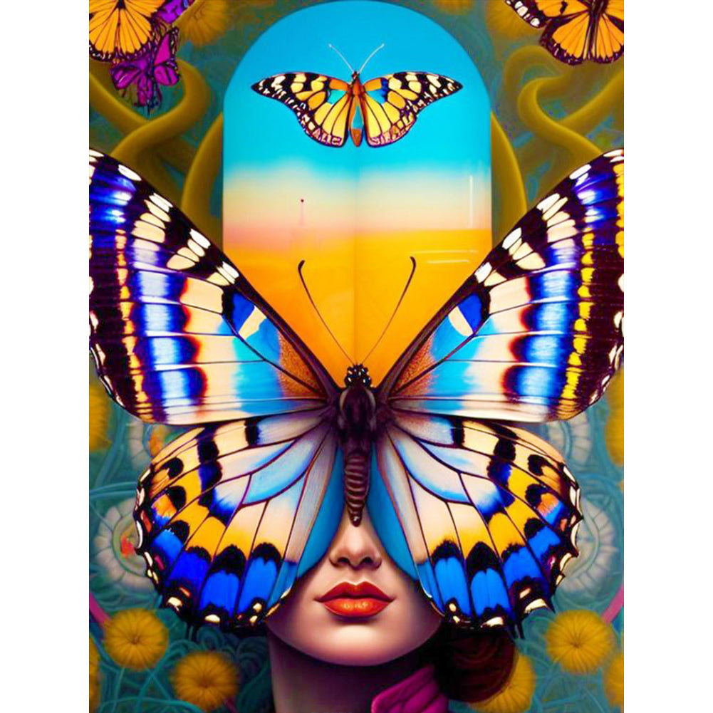 Diamond Painting - Full Round - butterfly lady (30*40CM)