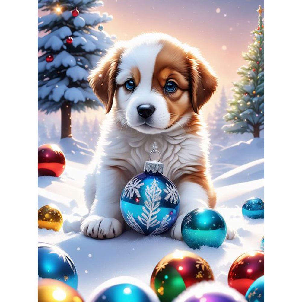 Diamond Painting - Full Round - Christmas puppy (30*40CM)