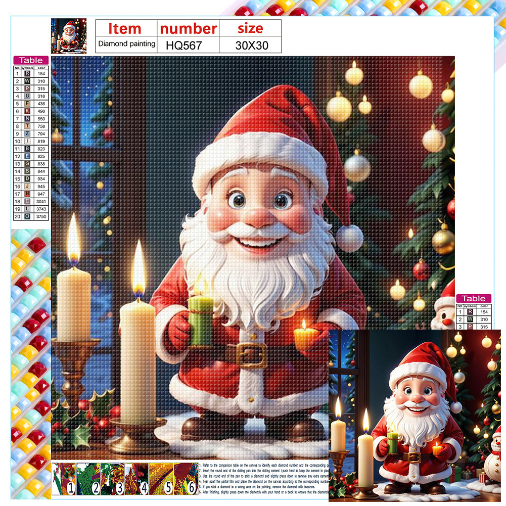 Diamond Painting - Full Square - Santa Claus holding candle (30*30CM)