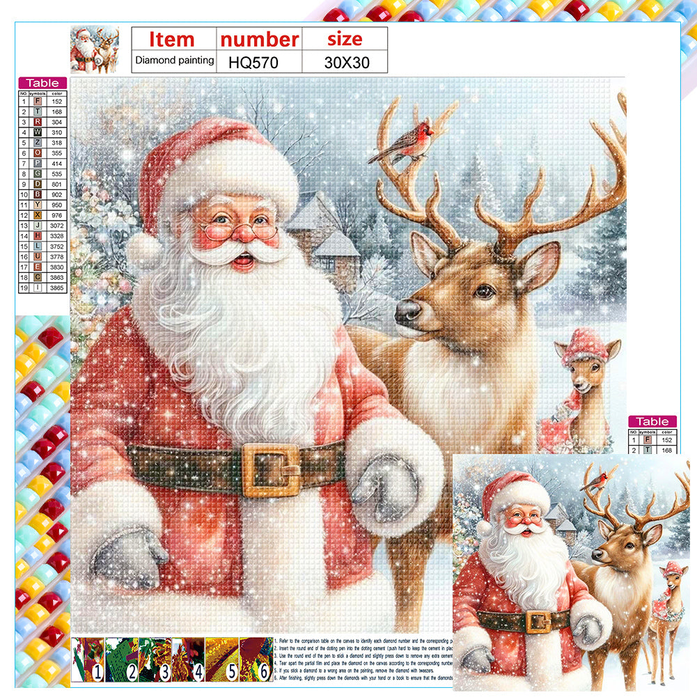 Diamond Painting - Full Square - Santa Claus and Elk (30*30CM)