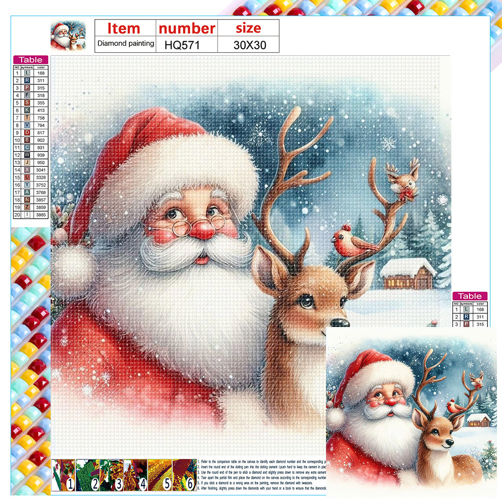 Diamond Painting - Full Square - Santa Claus watching snow scene (30*30CM)