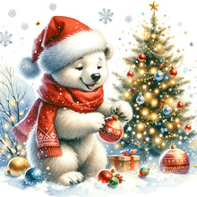 Load image into Gallery viewer, Diamond Painting - Full Square - Winter white bear and Christmas tree (30*30CM)
