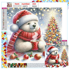 Load image into Gallery viewer, Diamond Painting - Full Square - White bear drinking hot drink in winter (30*30CM)
