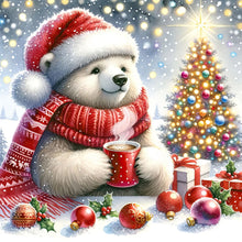 Load image into Gallery viewer, Diamond Painting - Full Square - White bear drinking hot drink in winter (30*30CM)
