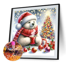 Load image into Gallery viewer, Diamond Painting - Full Square - White bear drinking hot drink in winter (30*30CM)
