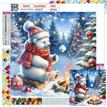 Load image into Gallery viewer, Diamond Painting - Full Square - Winter white bear roasting marshmallows (30*30CM)
