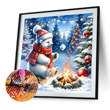 Load image into Gallery viewer, Diamond Painting - Full Square - Winter white bear roasting marshmallows (30*30CM)
