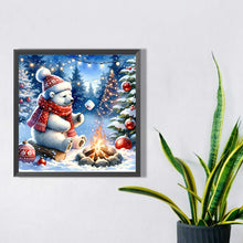 Load image into Gallery viewer, Diamond Painting - Full Square - Winter white bear roasting marshmallows (30*30CM)
