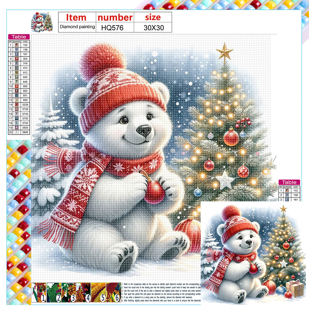 Diamond Painting - Full Square - Winter white bear prepares accessories (30*30CM)
