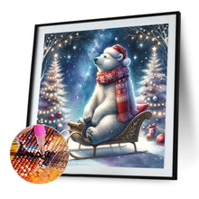 Load image into Gallery viewer, Diamond Painting - Full Square - White bear looking at the starry sky in winter (30*30CM)
