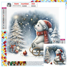 Load image into Gallery viewer, Diamond Painting - Full Square - Winter white bear looking at snowy night (30*30CM)
