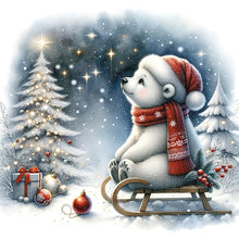 Load image into Gallery viewer, Diamond Painting - Full Square - Winter white bear looking at snowy night (30*30CM)
