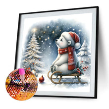 Load image into Gallery viewer, Diamond Painting - Full Square - Winter white bear looking at snowy night (30*30CM)
