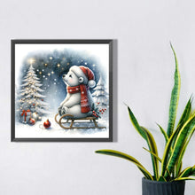 Load image into Gallery viewer, Diamond Painting - Full Square - Winter white bear looking at snowy night (30*30CM)
