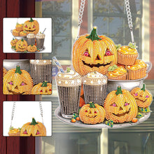 Load image into Gallery viewer, Acrylic Pumpkin Afternoon Tea Single-Sided DIY Diamond Painting Hanging Pendant
