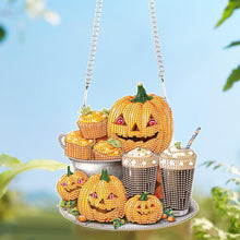 Load image into Gallery viewer, Acrylic Pumpkin Afternoon Tea Single-Sided DIY Diamond Painting Hanging Pendant
