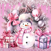Load image into Gallery viewer, Diamond Painting - Full Round - pink snowman sled (30*30CM)
