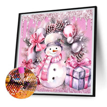 Load image into Gallery viewer, Diamond Painting - Full Round - pink snowman sled (30*30CM)
