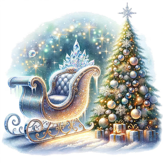 Diamond Painting - Full Round - Christmas tree sleigh (30*30CM)