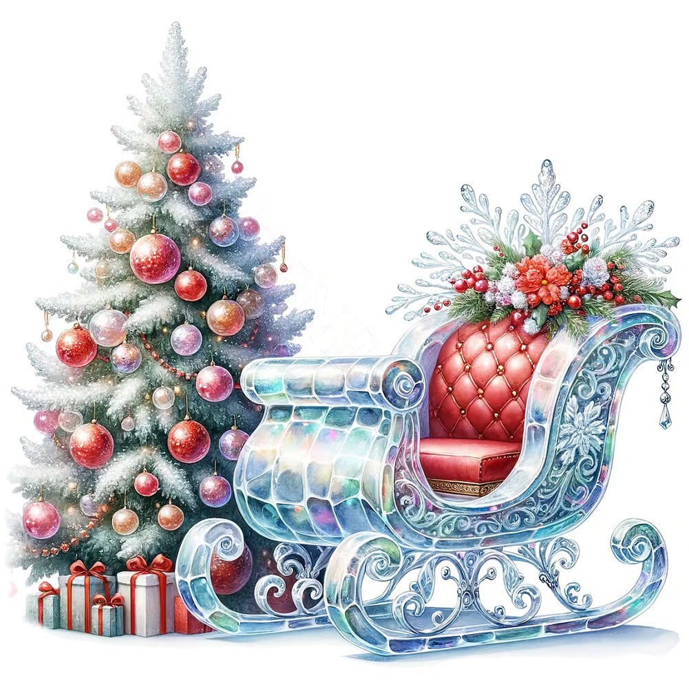 Diamond Painting - Full Round - Sleigh Christmas tree (30*30CM)