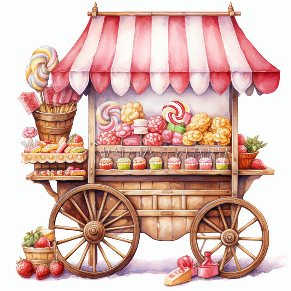 Diamond Painting - Full Round - Pink dessert shop trolley (30*30CM)