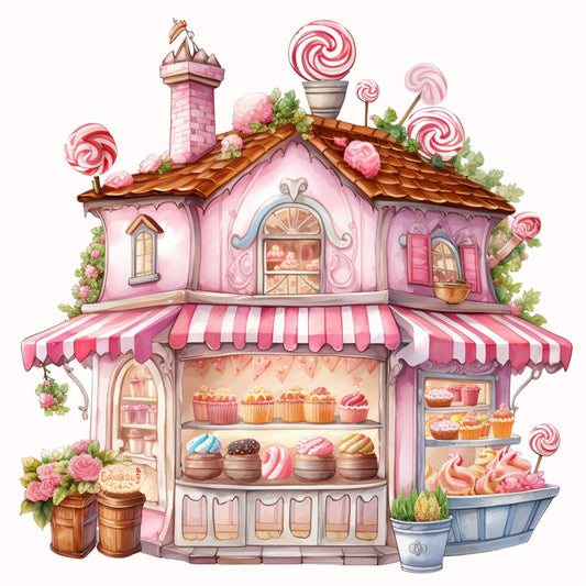 Diamond Painting - Full Round - Pink dessert shop trolley (30*30CM)