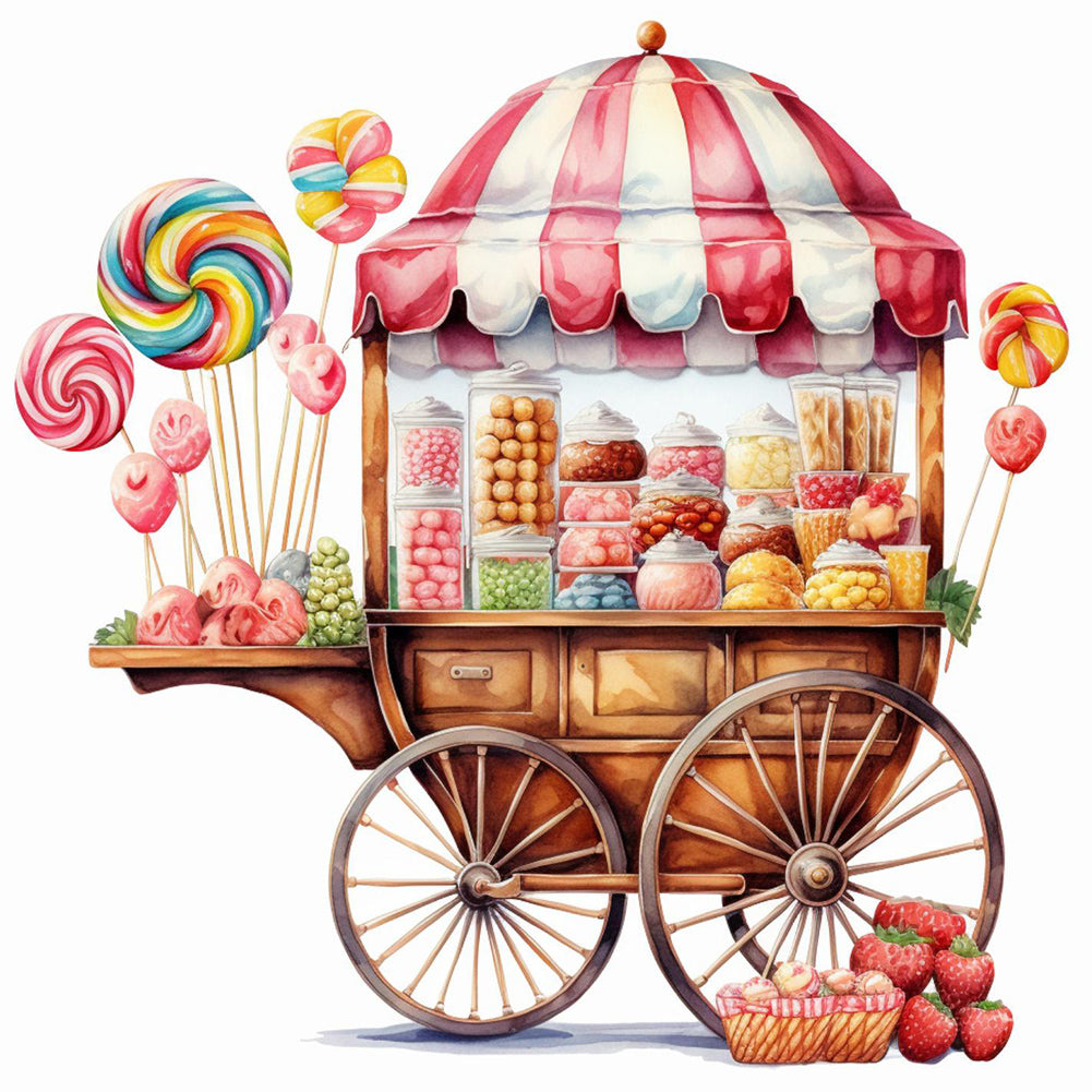 Diamond Painting - Full Round - Pink dessert shop trolley (30*30CM)