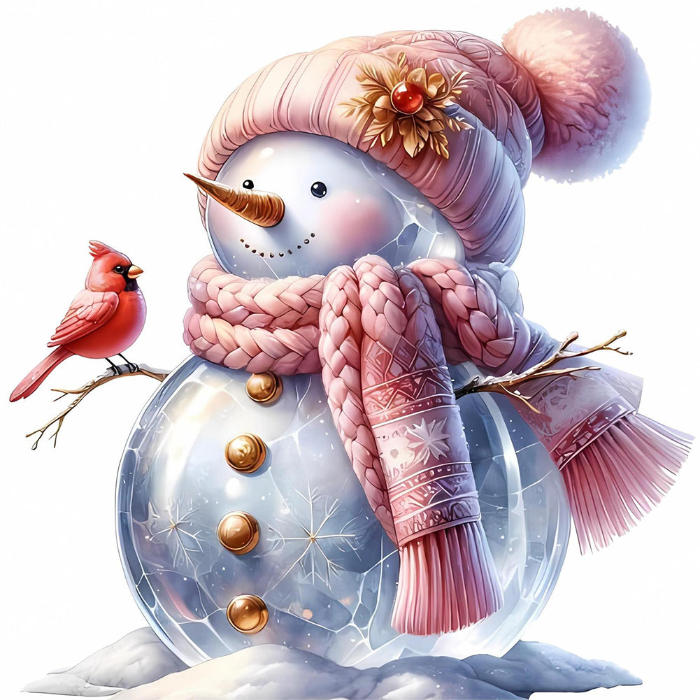 Diamond Painting - Full Round - pink snowman (30*30CM)