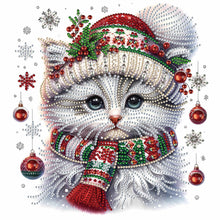 Load image into Gallery viewer, Diamond Painting - Partial Special Shaped - Christmas kitten (30*30CM)
