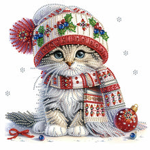 Load image into Gallery viewer, Diamond Painting - Partial Special Shaped - Christmas kitten (30*30CM)
