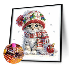 Load image into Gallery viewer, Diamond Painting - Partial Special Shaped - Christmas kitten (30*30CM)
