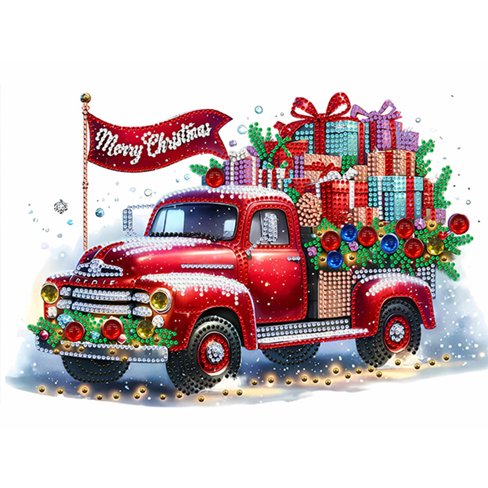 Diamond Painting - Partial Special Shaped - Christmas car (40*30CM)