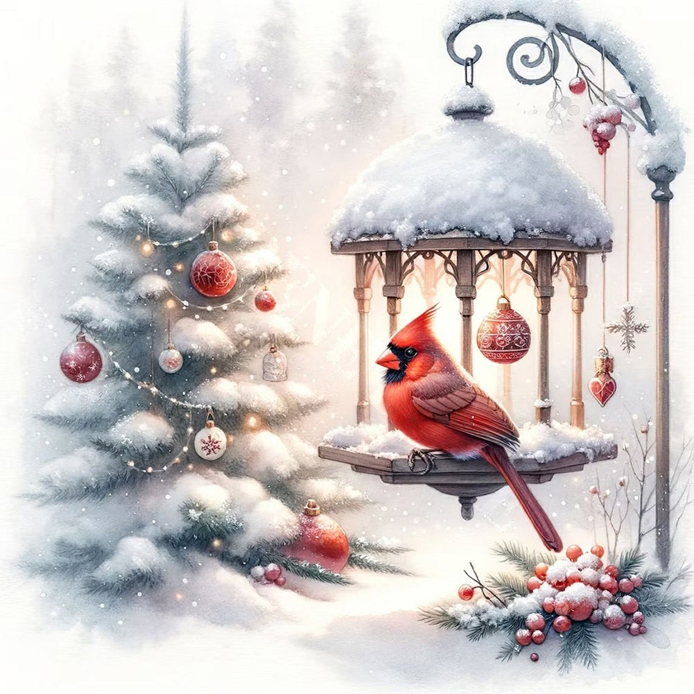 Diamond Painting - Full Round - Cardinal in the blue light (40*40CM)