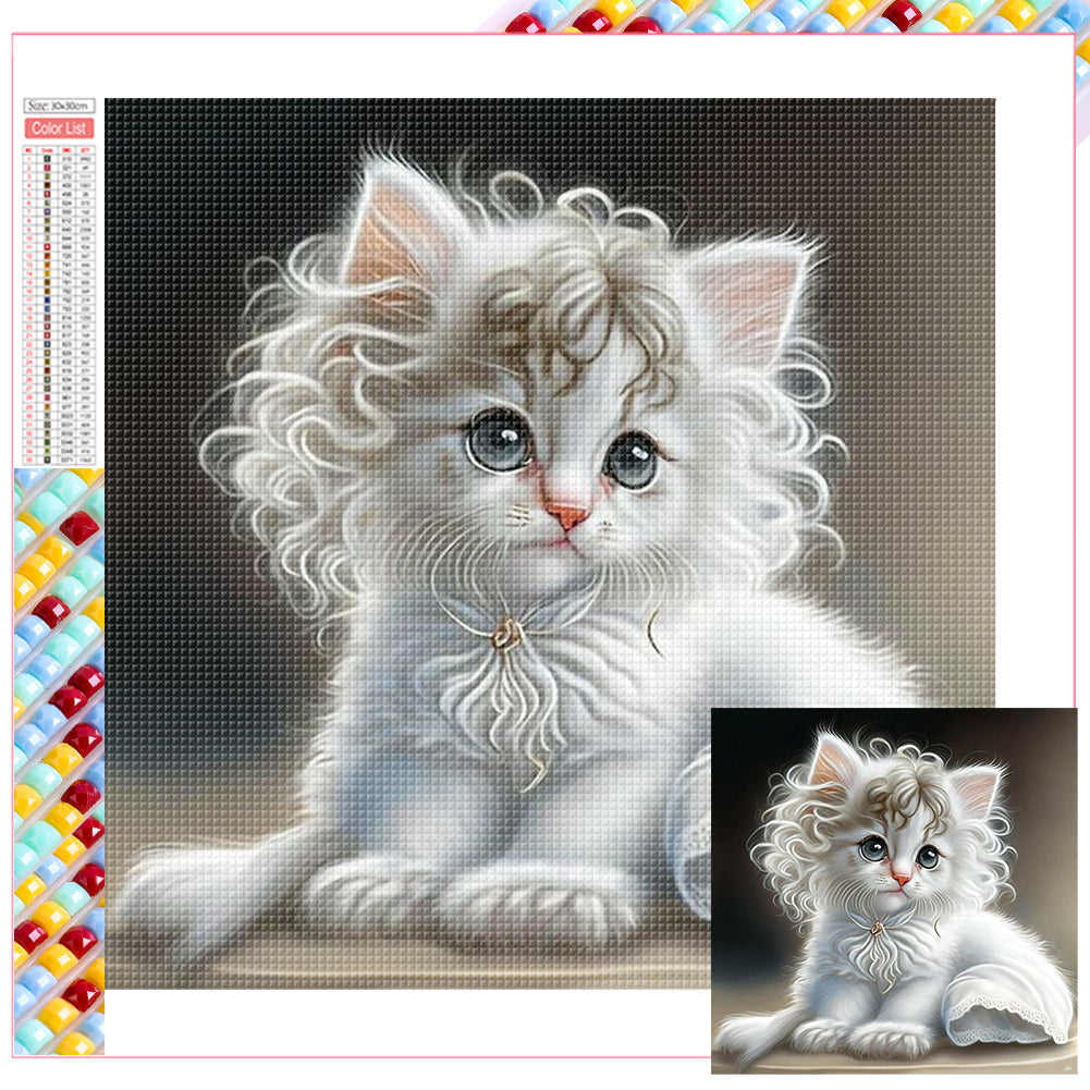 Diamond Painting - Full Square - white cat (30*30CM)