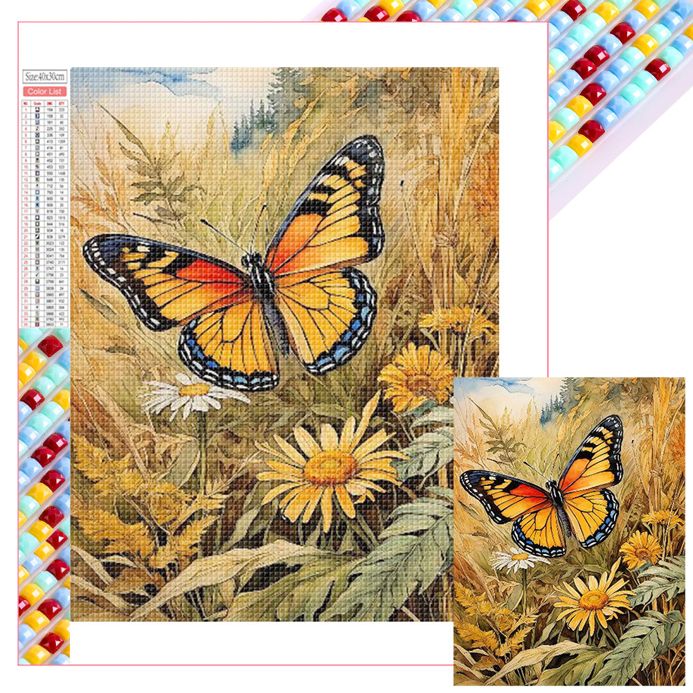 Diamond Painting - Full Square - butterfly in reeds (35*45CM)