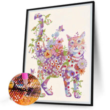 Load image into Gallery viewer, Diamond Painting - Partial Special Shaped - Cats, Flowers and Butterflies (30*40CM)
