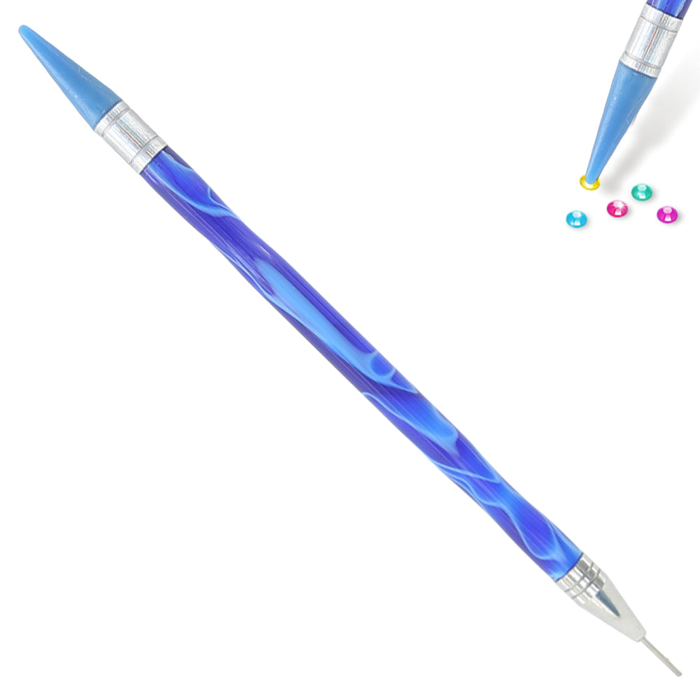 Double-End Manicure Point Drill Pen with Clay Glue Nail Art Tool for Women(Blue)