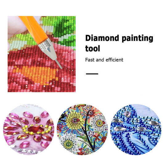 Double-End Manicure Point Drill Pen with Clay Glue Nail Art Tool (Yellow)