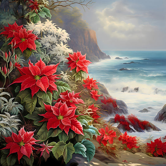 Diamond Painting - Full Round - red flower waves (30*30CM)