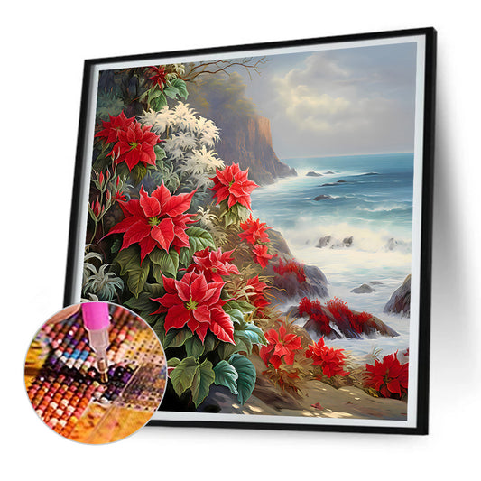 Diamond Painting - Full Round - red flower waves (30*30CM)