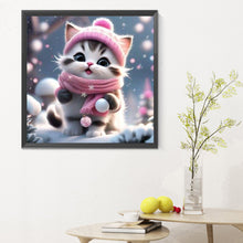 Load image into Gallery viewer, Diamond Painting - Full Round - snow kitten (30*30CM)
