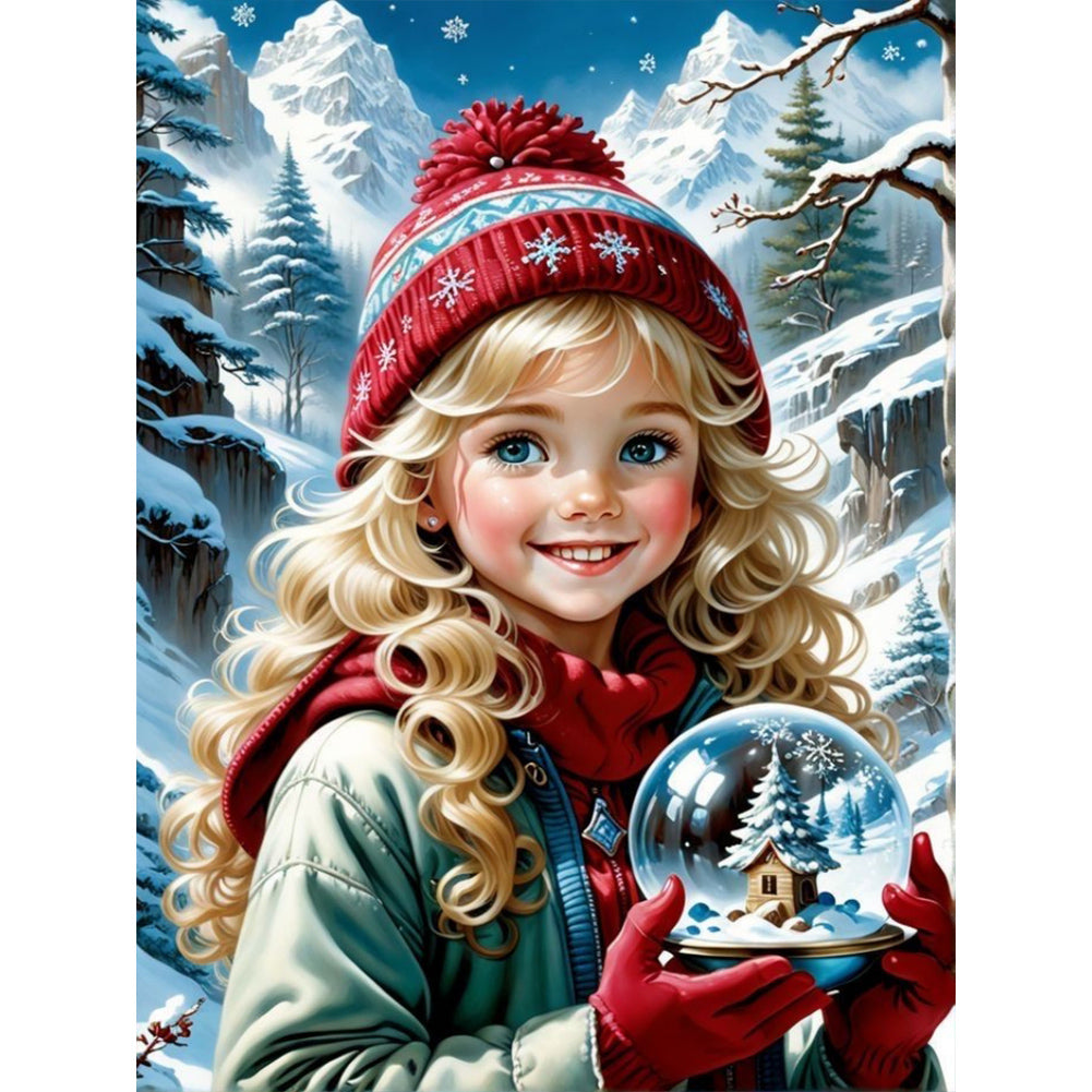 Diamond Painting - Full Round - girl in the snow (30*40CM)