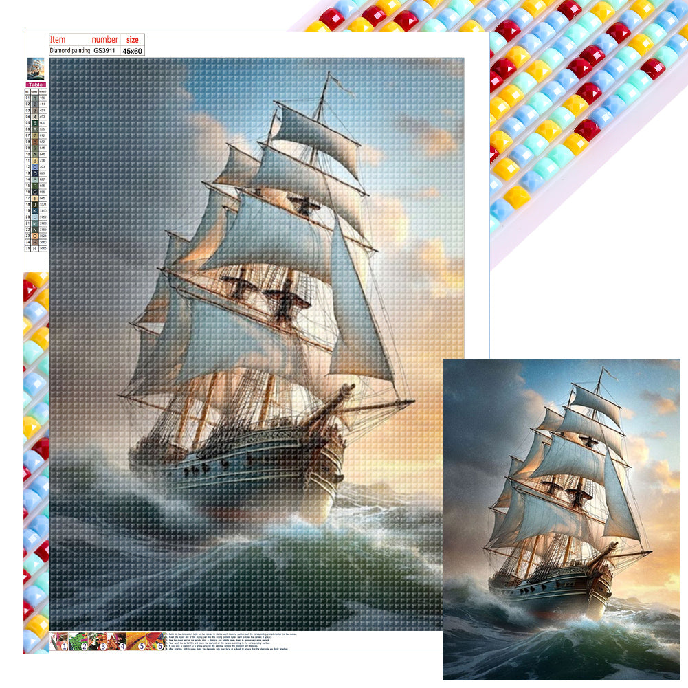 Diamond Painting - Full Square - sea sailing boat (45*60CM)