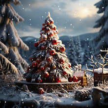 Load image into Gallery viewer, Diamond Painting - Full Round - Christmas tree in winter snow (30*30CM)
