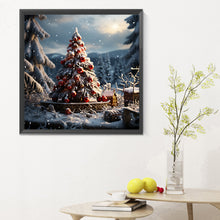 Load image into Gallery viewer, Diamond Painting - Full Round - Christmas tree in winter snow (30*30CM)
